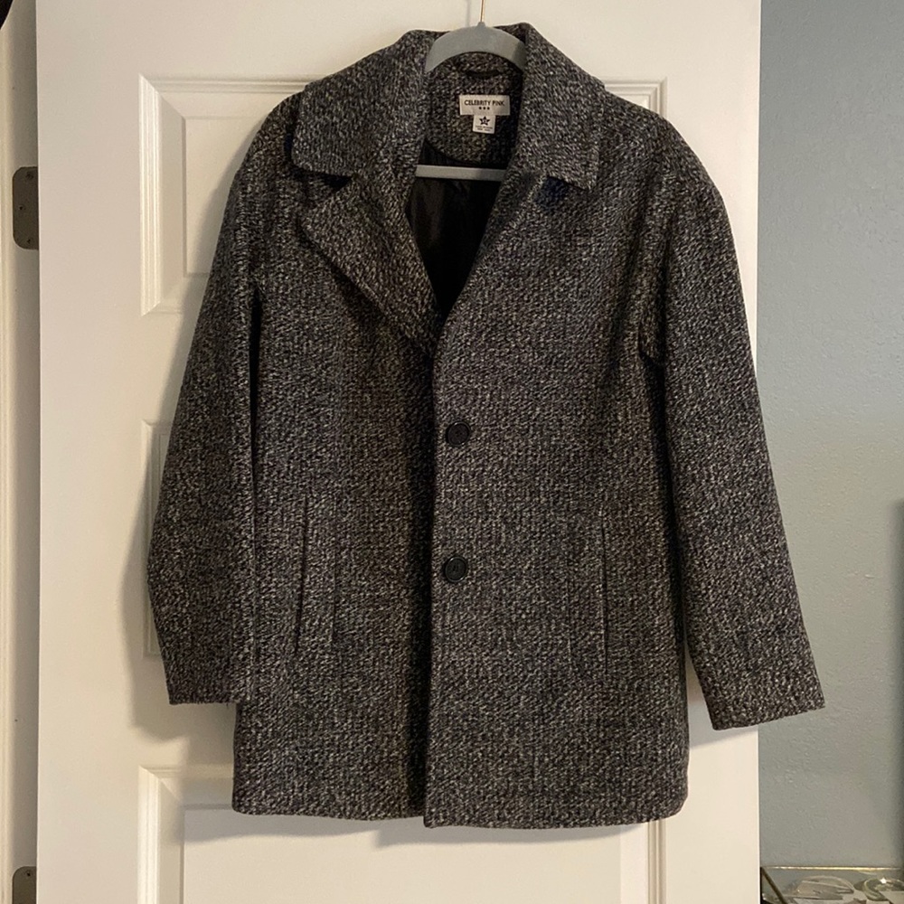 ‘Celebrity Pink’ Nordstrom Brand Oversized Grey Pea Coat